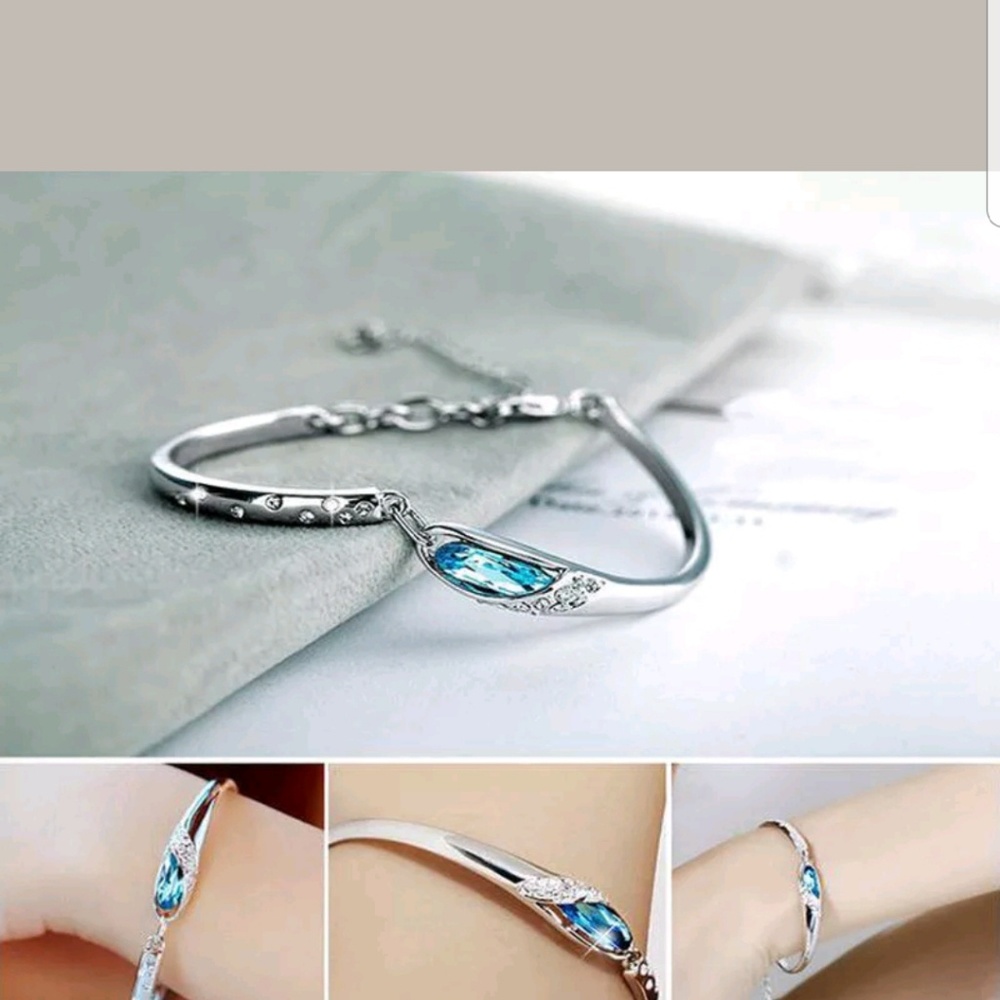 Fashion Silver Plated Crystal Chain Bracelet